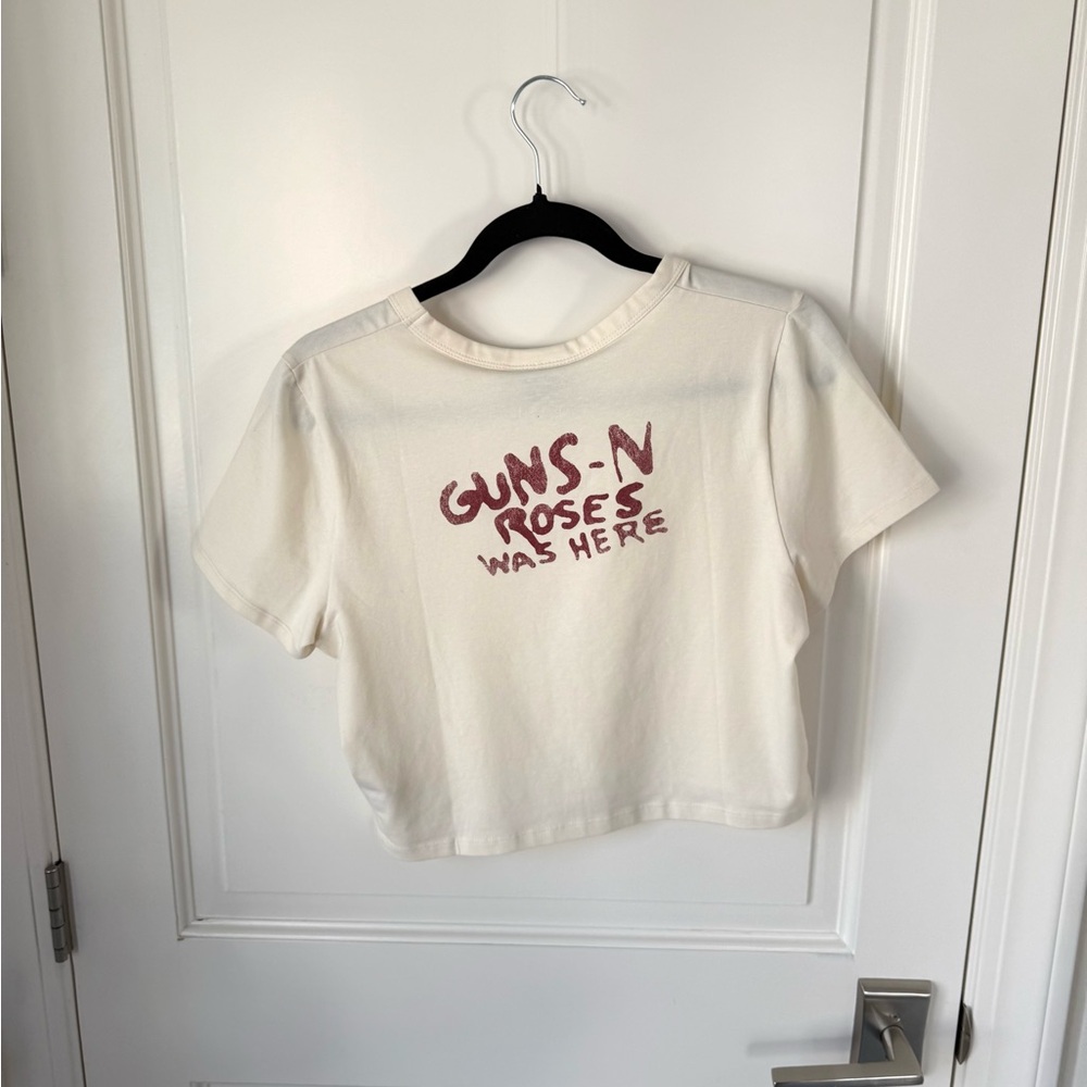 Cotton: On Micro Tee Crop Beige Guns And Roses Was Here Women’s XL New
